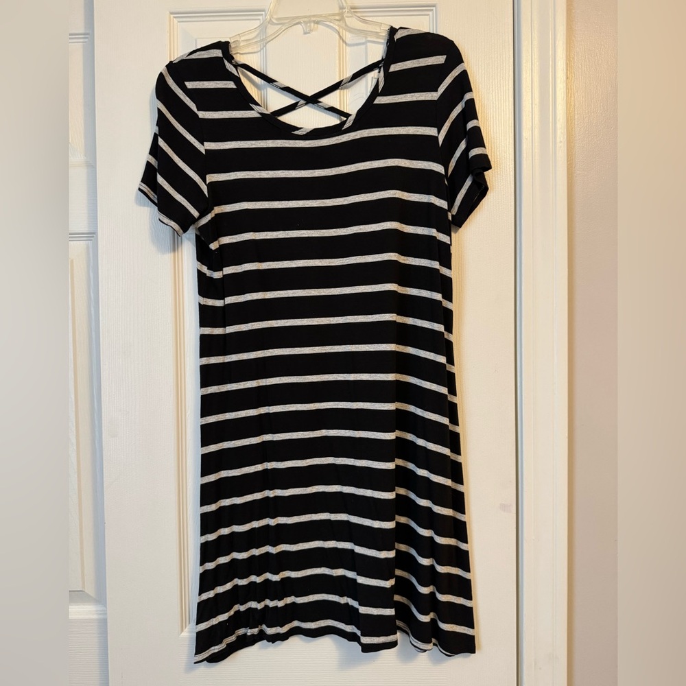 Black and Gray Striped Mini Dress